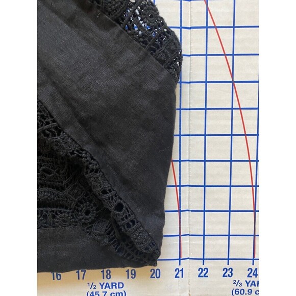 Lou and Grey Romper Womens 6 Black Linen Crochet Lace Elastic Drawstring Waist - Picture 14 of 16